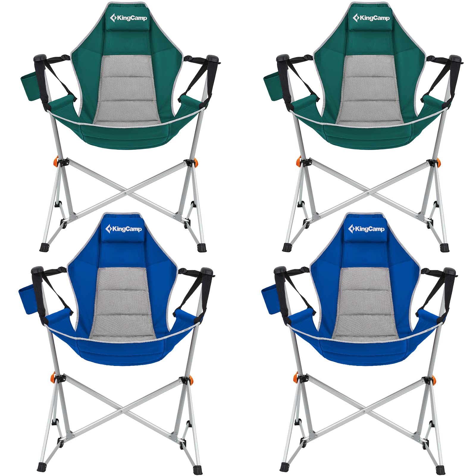 KingCamp Hammock Camping Swinging Chair, Folding Portable Camp Swing Chair for Outside Lawn Backyard with Love One, 4 Pack