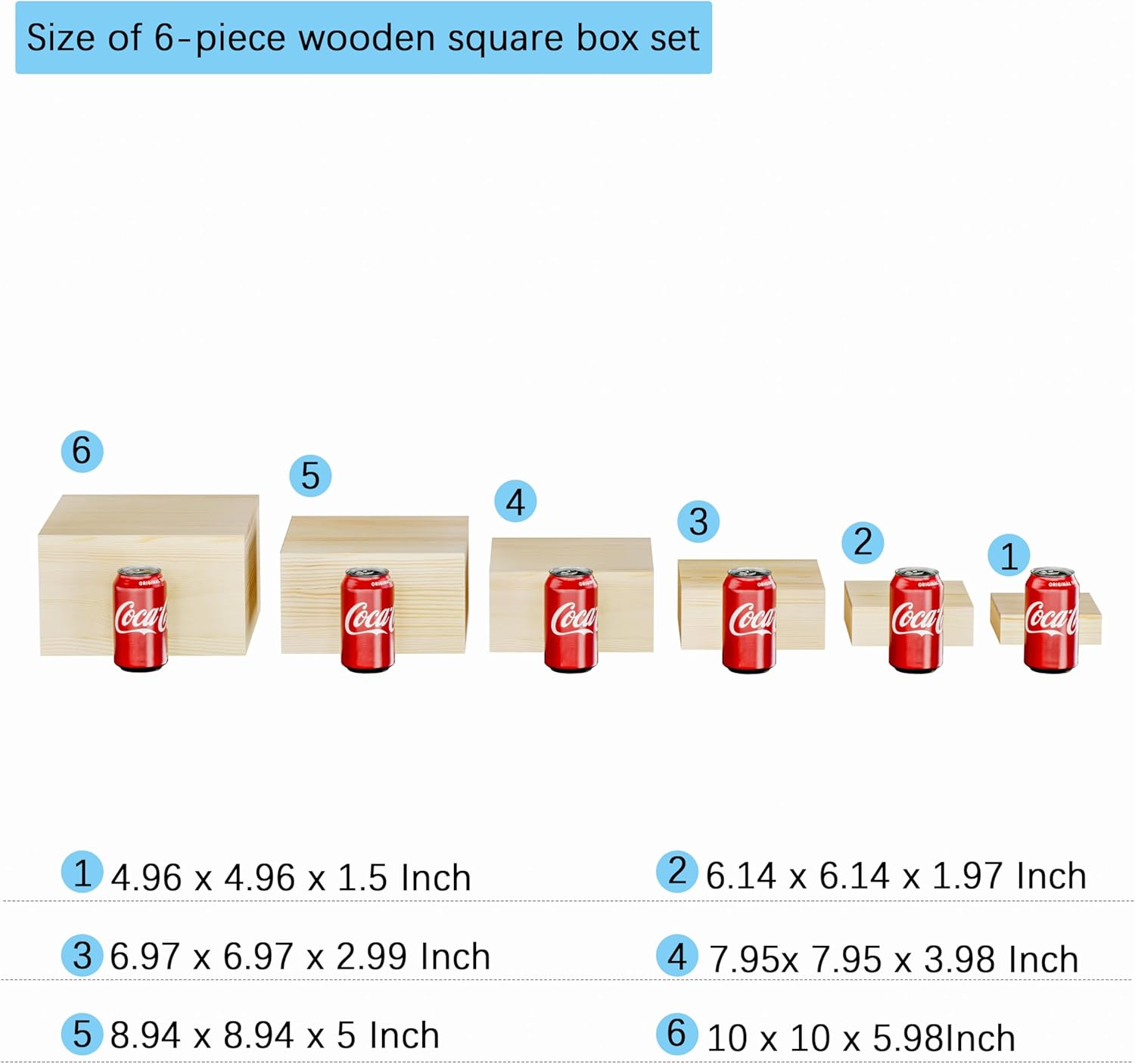 Wooden Display Risers,6PCS Jewelry and Accessories Risers for Jewelry Figurine 5in to 10in For Buffet Party Rustic Wood Cake & Cupcake Stands& Decor (Natural, 5IN to 10IN)