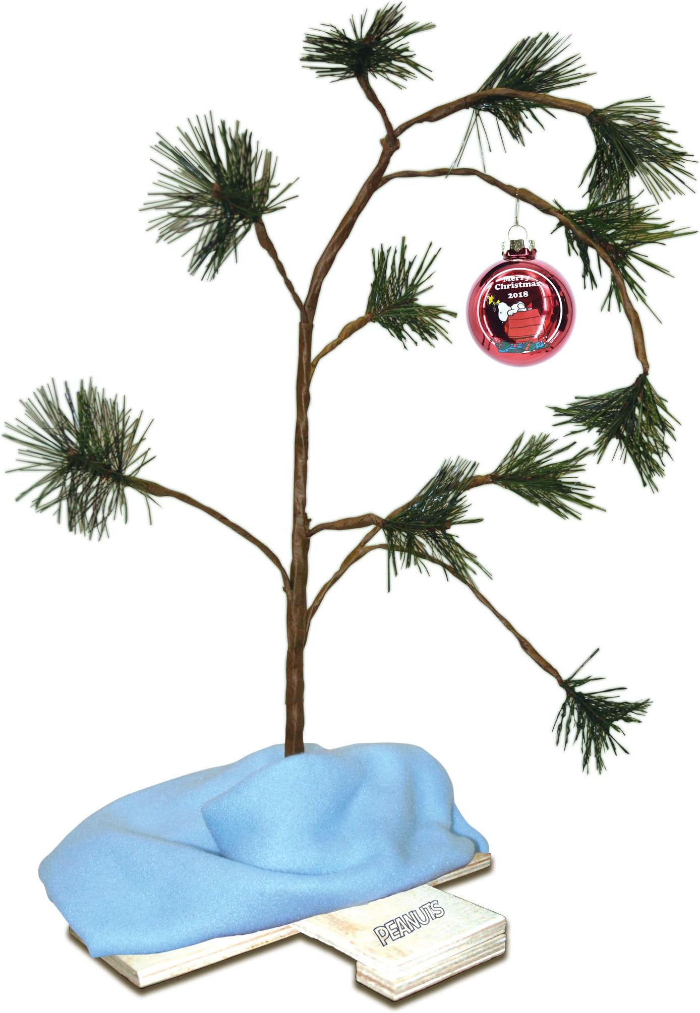 PRODUCTWORKS 14211_AMZ Exclusive 2018 24" Charlie Brown Musical Christmas Tree with Linus's Blanket Holiday Decor