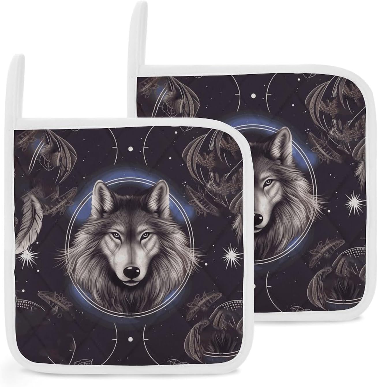 Wolves And Dream Catchers Polyester Heat Resistant Pot Pad Non Slip Anti Scald Hot Dish Mat Reusable Table Protector for Kitchen Hot Pot Mat Wear Resistant Heat Proof Table Pad for Countertop Dining R