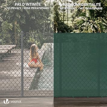 VOUNOT Fence Screen 1.5 x 10 m Privacy Fence 150 g/m² HDPE Shade Net Wind Protection UV-Resistant Tear-Resistant 85% Shading Degree with Holes and Cable Ties Green