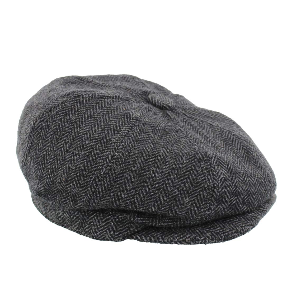 Children's Herringbone Bakerboy Cap Black/Grey 54cm