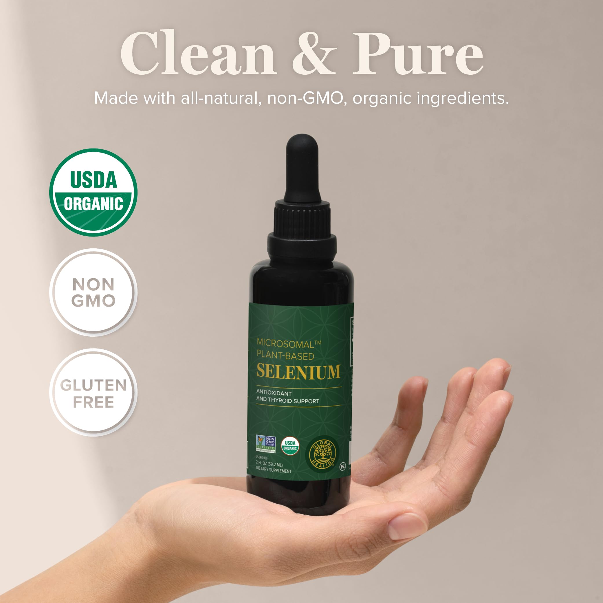 Global Healing Selenium 200mcg, Selenium Supplement Drops with Organic Ingredients, Antioxidants for Thyroid and Immune Support, Non-GMO & Gluten-Free, for Men & Women - 2 Fl Oz (2-Pack) — Amazon image 4