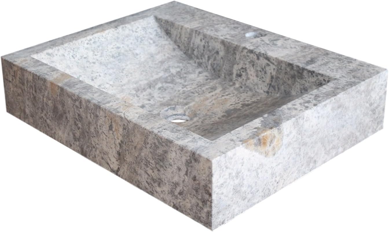 Rectangular Natural Stone Vessel Sink - Antico Travertine