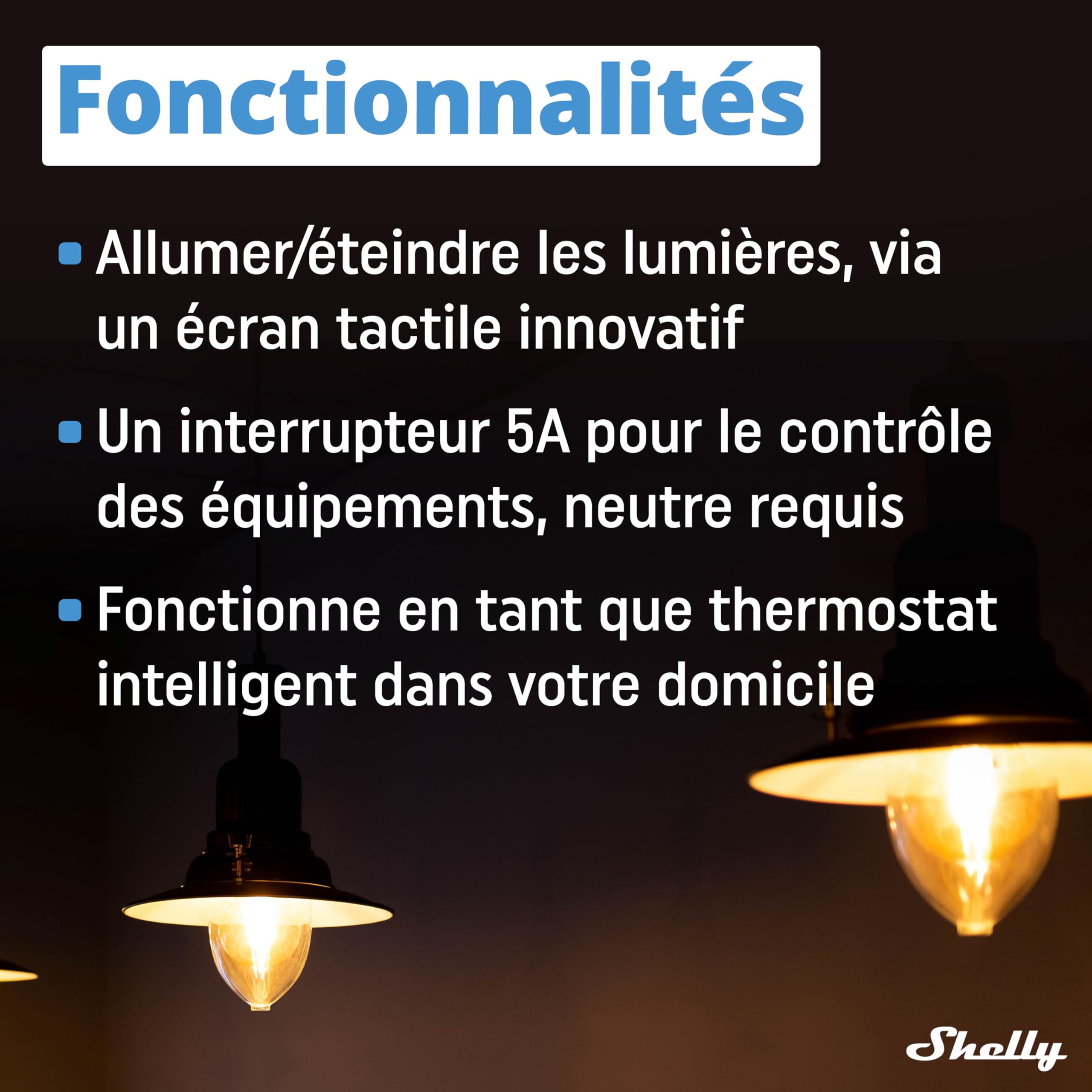 Shelly Wall Display - Noir | Panneau de contrôle pour maison intelligente avec interrupteur de relais | Écran tactile |Alexa, Google Home | App iOS Android | Capteur température, humidité & LUX
