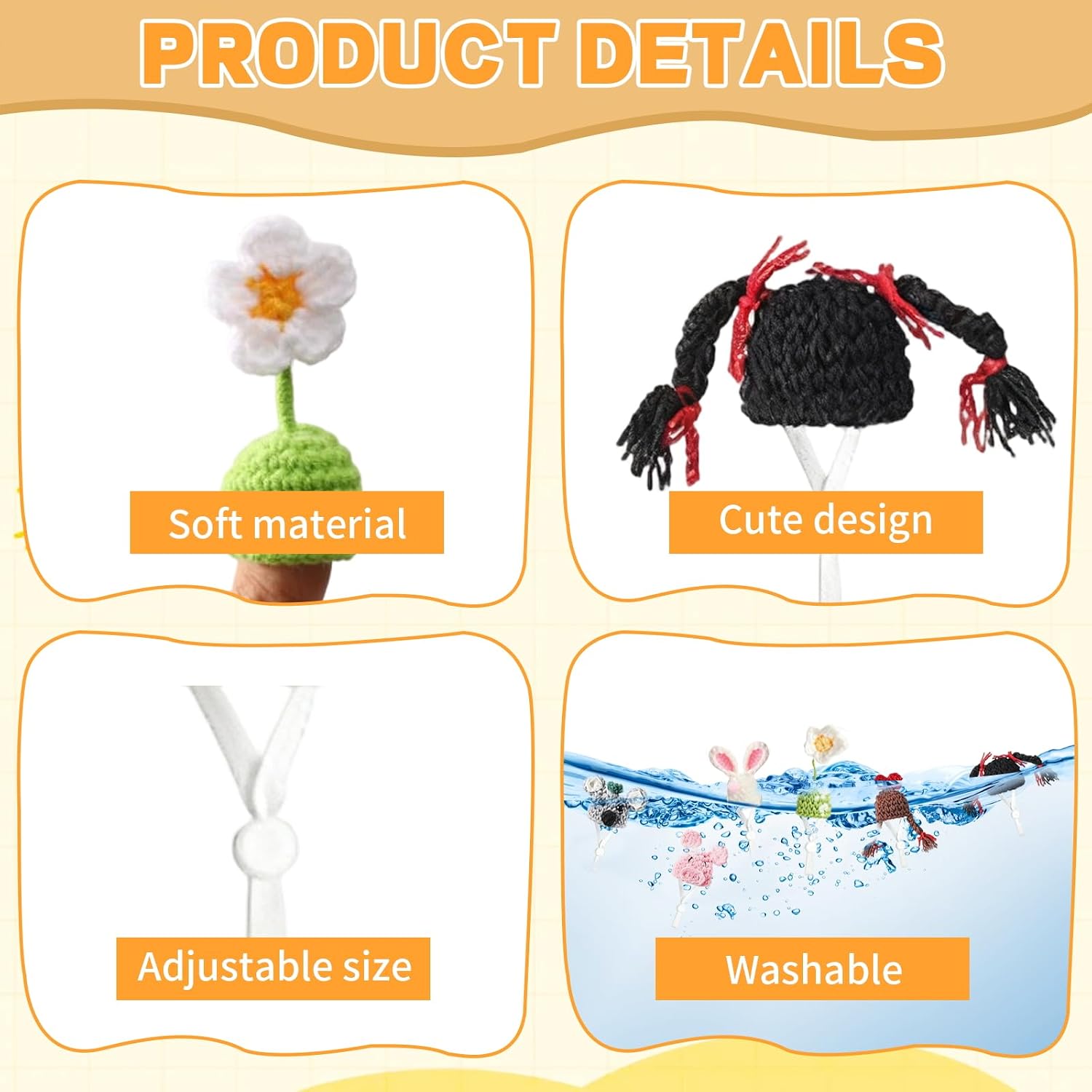 6 Pcs Mini Knitted Hats, 7 Inch Mini Desk Goose Outfits Hat with Adjustable Strap Desk Geese Decor Accessory Headwear for Statue Key Holder (Goose Not Included)