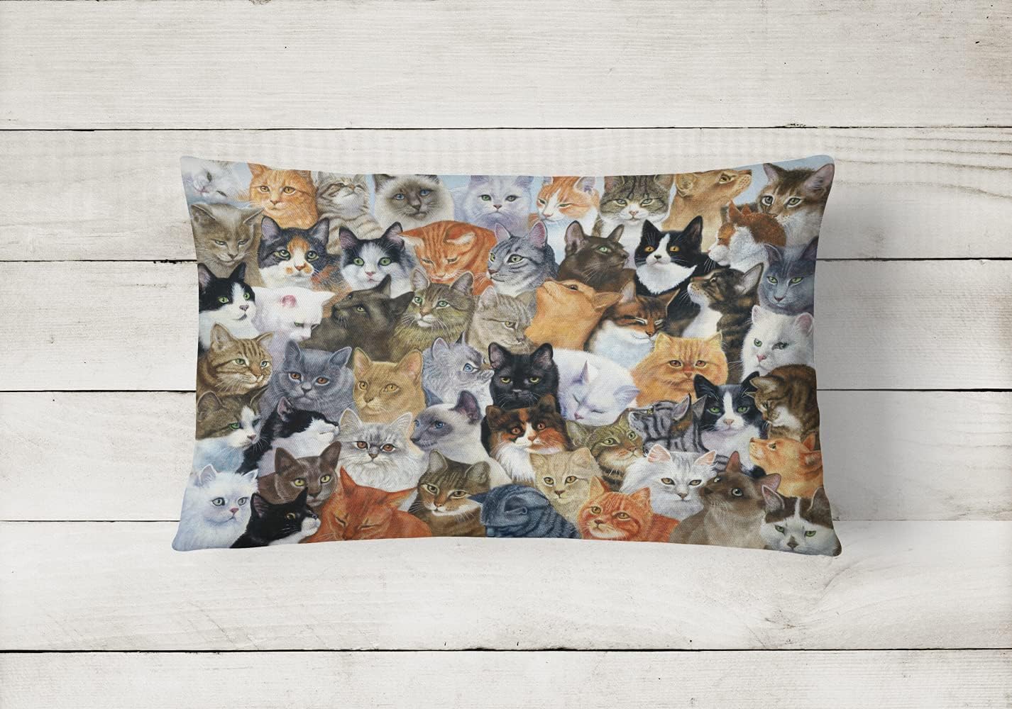 Caroline's Treasures BDBA0414PW1216 Cats Galore Canvas Fabric Decorative Pillow Machine Washable, Indoor Outdoor Decorative Pillow for Couch, Bed or Patio, 12HX16W