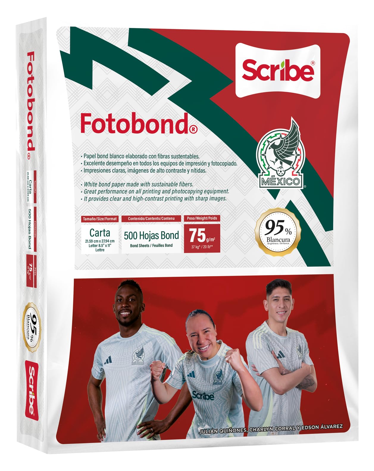 Scribe Fotobond Papel Bond Blanco Carta Paquete De 500 Hojas 75g 