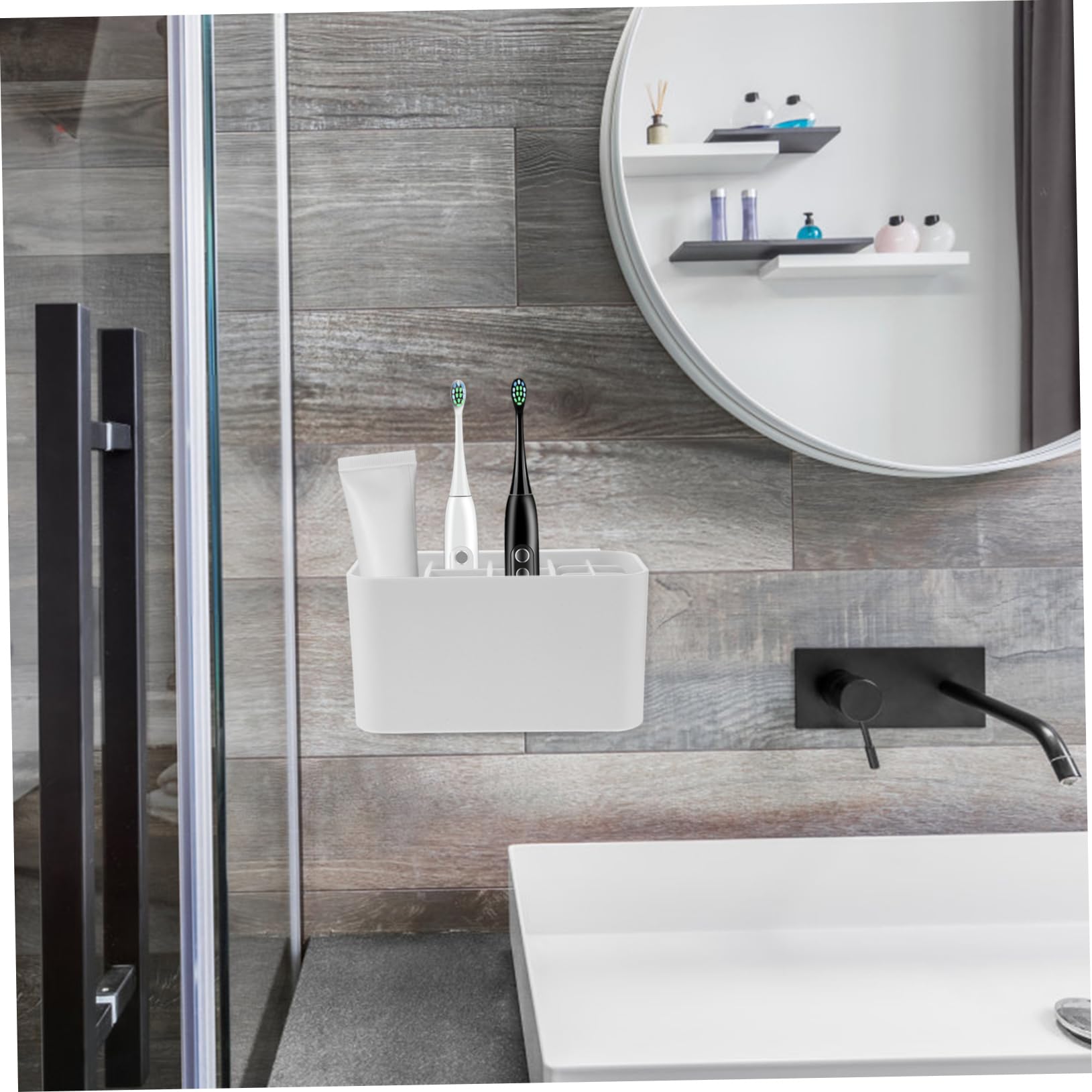 Hemobllo Porta Spazzolino Elettrico Porta Dentifricio Organizer da Parete per Bagno Portaspazzolini da Parete per Bagni Portaspazzolino