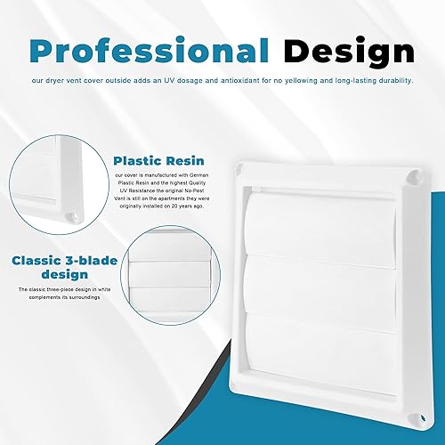 Miniatura 6 de Cubierta de ventilación de secadora de 4 pulgadas para exterior, evita ratas y pájaros, cubierta de ventilación al aire libre para casa, tapa de