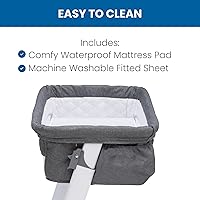 Vista 7 de Simmons Kids By The Bed City Sleeper Moisés - Cuna portátil de altura ajustable con ruedas y malla transpirable, tweed gris