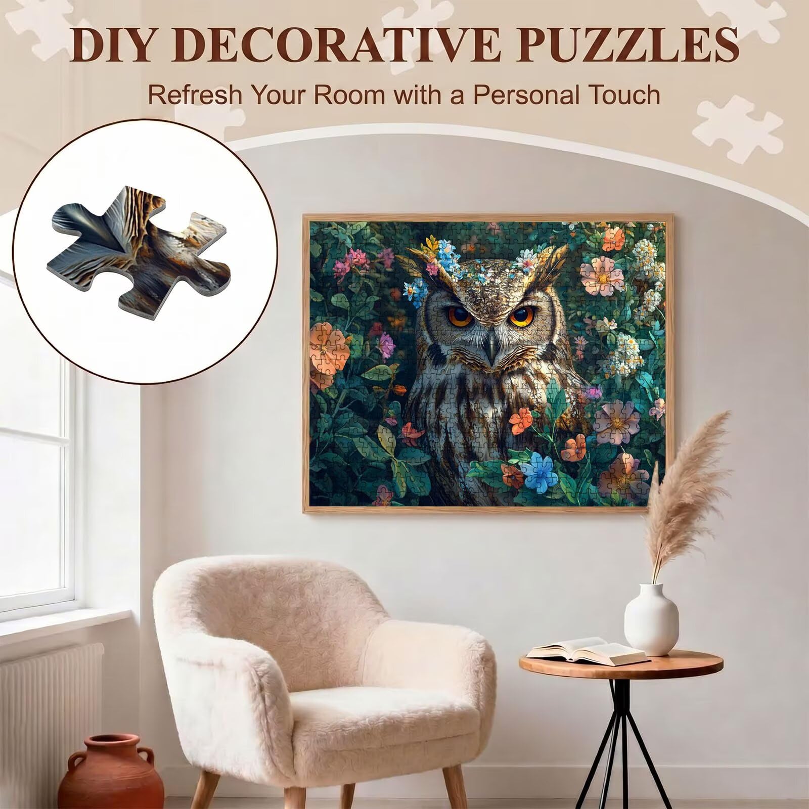 gufo fiore Puzzle 5000 Pezzi per Adulti, Puzzle in Legno - Collezione Classica con Poster Incluso - Sfida di Concentrazione e Passatempo Antistress, Gioco Educativo per Famiglia, 156 x 105 cm f0-720