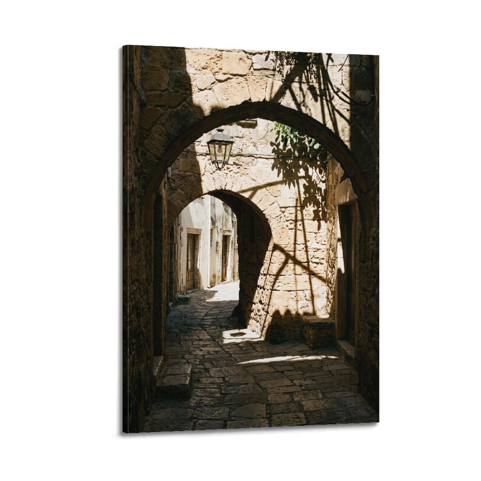FQNYR Mediterranean Life Photo Arch Shadow Play Poster Painting Canvas Wall Art Print20x30inch(50x75cm) Frame-style