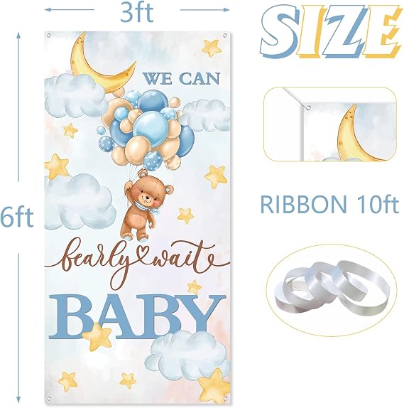 We Can Bearly Wait Baby Shower Door Banner, Bear Theme Party Decor