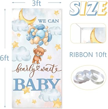 We Can Bearly Wait Baby Shower Door Banner, Bear Theme Party Decor
