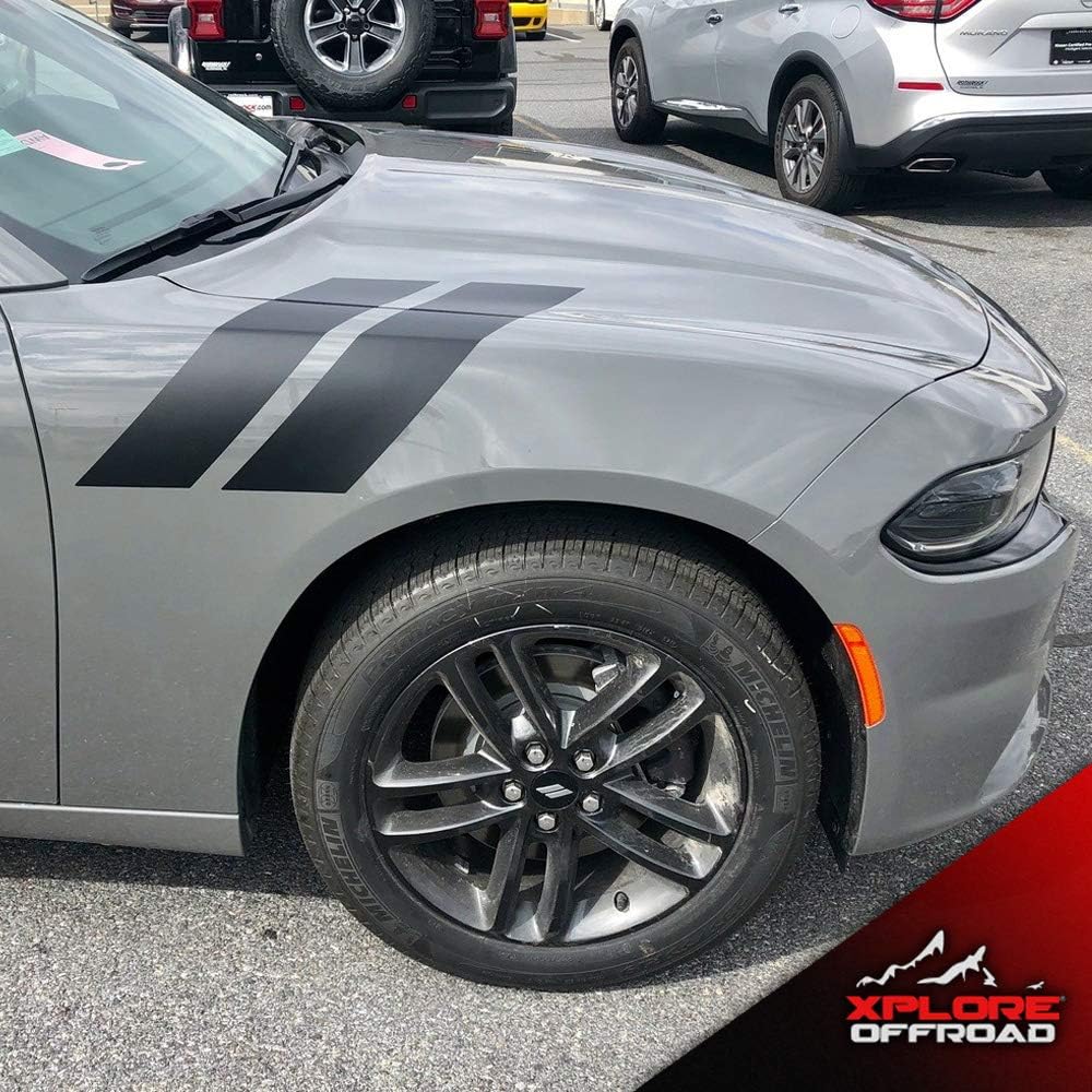 XPLORE OFFROAD - Charger Fender Racing Stripes Decals | Matte Black | Both Sides
