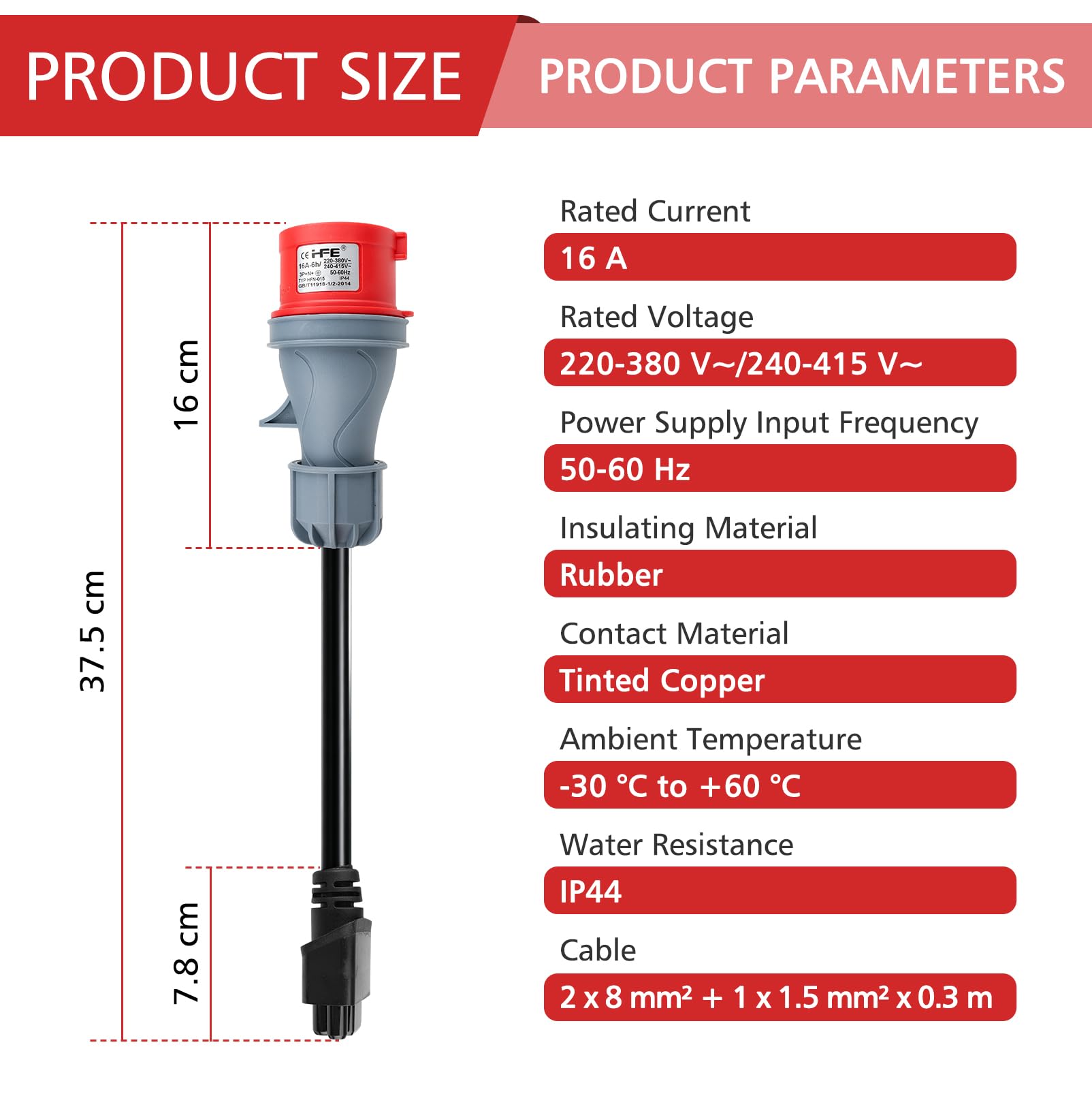 CEE Adapter auf Kompatibel mit Tesla-Adapter 5 Pin 16A, Adapterset CEE 5-Poliger für Mobile Wallbox/EV Ladegerät, C-EE Verlängerungskabel, IP44 Außeneinsatz (5 Pin 16A)