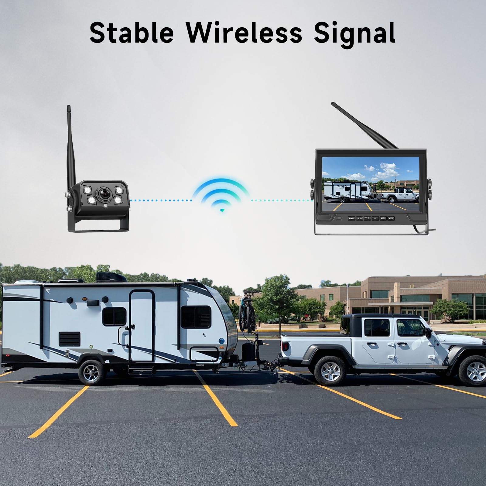 Podofo 2 caméras de recul sans Fil avec écran 9" IPS, caméras de recul HD pour Camion, remorque, Camping-Car, Bus, Enregistrement en Boucle, IP68, étanche BSD Dash Cam