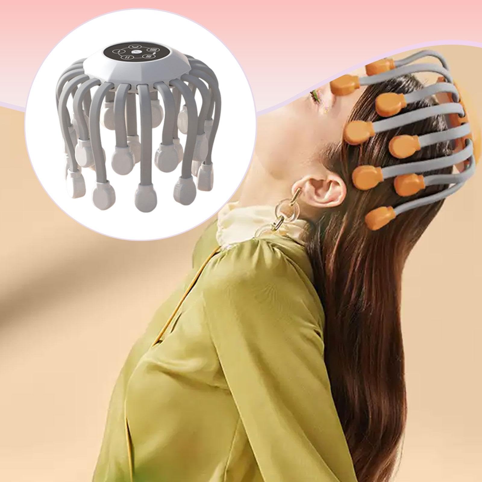 Generic Masajeador Eléctrico de Cabeza con Claws de Masaje Profundo Cinco Modos E Intensidad Ajustable Material Pp Forma Ergonómica para Hombres Mujeres, Blanco