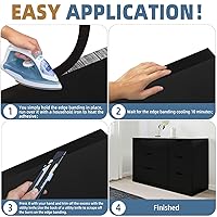 Vista 31 de Bandas de borde de melamina, rollo de chapa de 1/2 pulgada x 25 pies de borde blanco pre-pegado, cinta de madera real para reparación de gabinetes