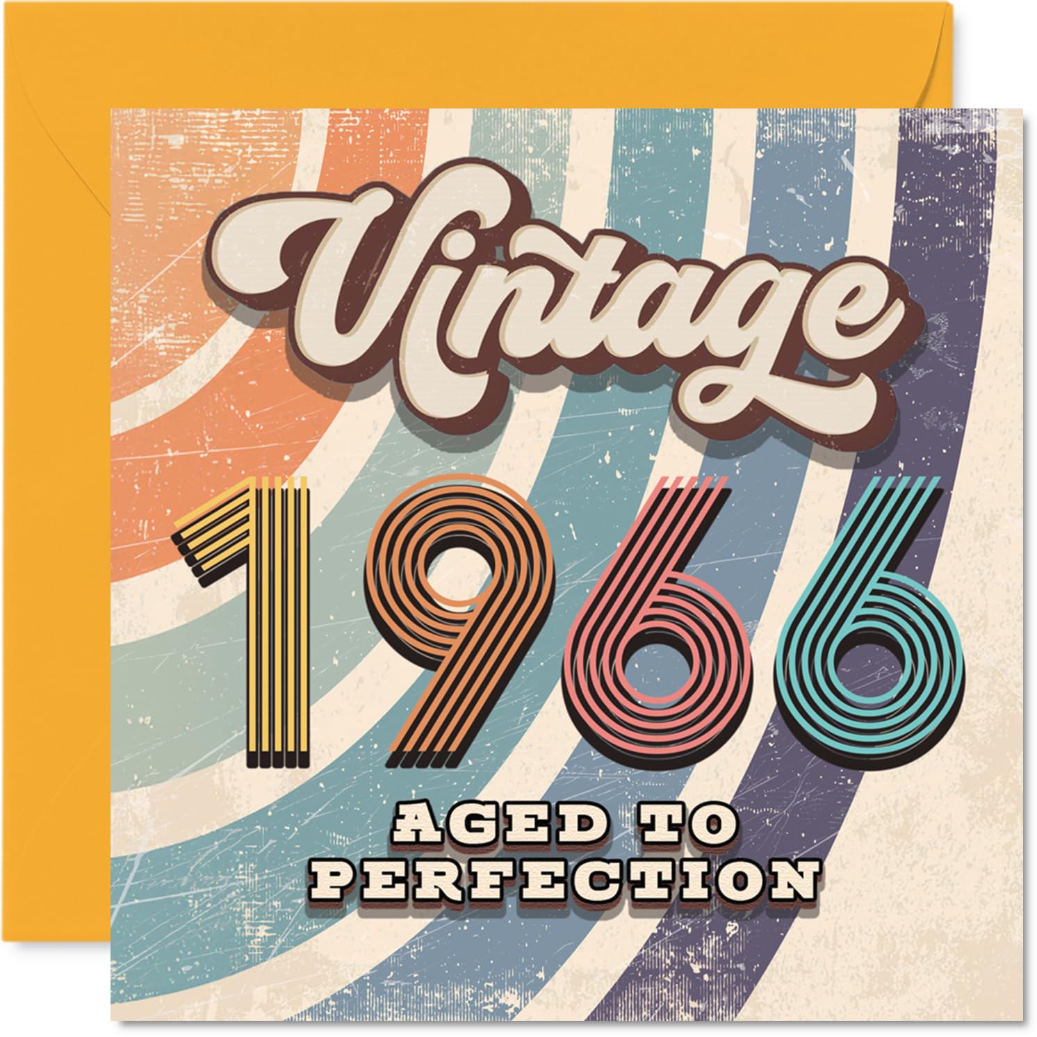 60th Birthday Card for Men Women - Vintage 1966 Aged To Perfection - Happy 60 Birthday Cards for Wife Cousin Grandad Daughter Auntie Husband, 145mm Bday Greeting Cards