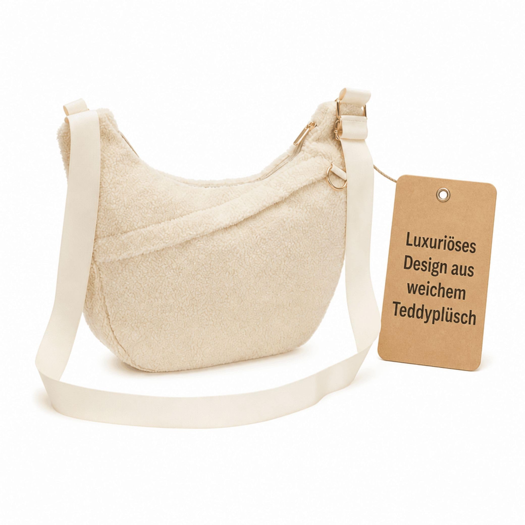 Fillikid Buggy Organizer Daybag | Stilvolle Kinderwagen-Tasche aus Teddyplüsch | Weich & luxuriös | Mit praktischer Fächeraufteilung | Ideal für Windeln, Snacks & mehr | Einfache Befestigung