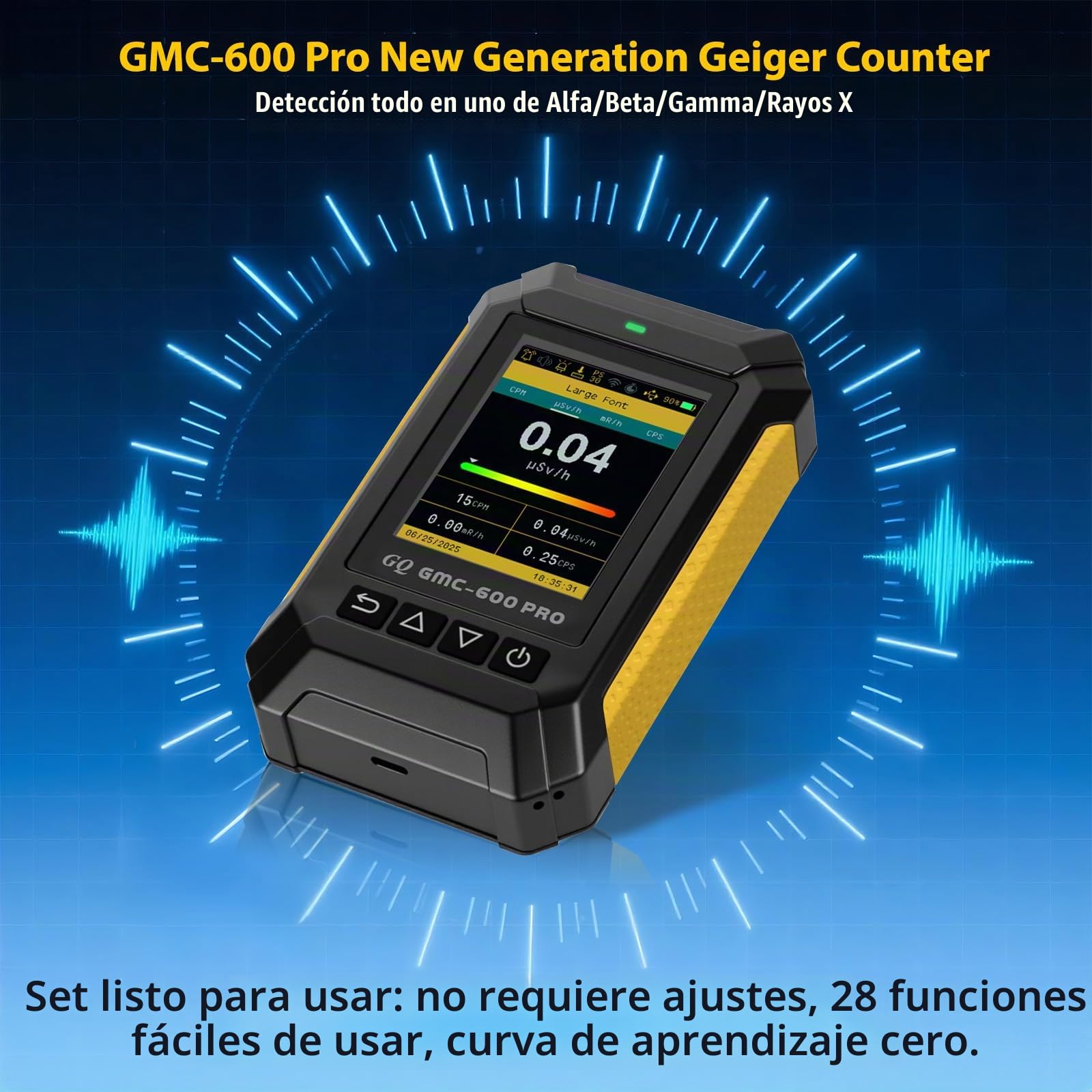 GQ GMC-600 Plus & PRO Geiger - Detector de radiación nuclear Dosímetro para Alpha, Beta, Gamma, Monitor de radiación portátil de rayos X con datos en tiempo real, intercambio global de datos (GMC 600