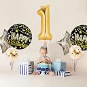AMFIN® 1st Birthday Decoration for Boys / 1st Black Theme Foil/Marble Balloons for Decoration / 1st Black Birthday Theme/Photo Shoot Props First Birthday, Pack of 1 gallery image