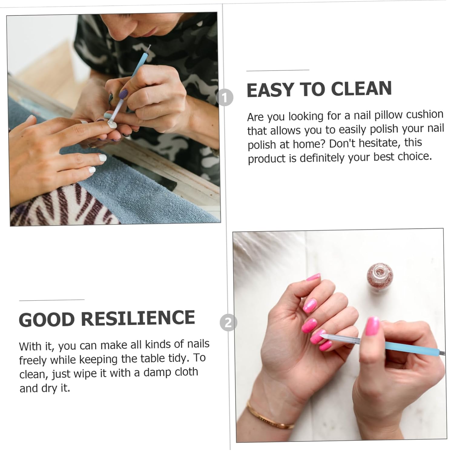 2pcs Ergonomic Nail Pillow Hand Rest Armrest Leather Mat for Nail Salon