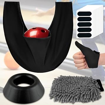 Gracefulcub Bowling Basics Accessories Set Towel, Rotating Cup, Thumb Tape | Microfiber towel for oil removal, rotating ball cup for easy cleaning, thumb tape for secure fit