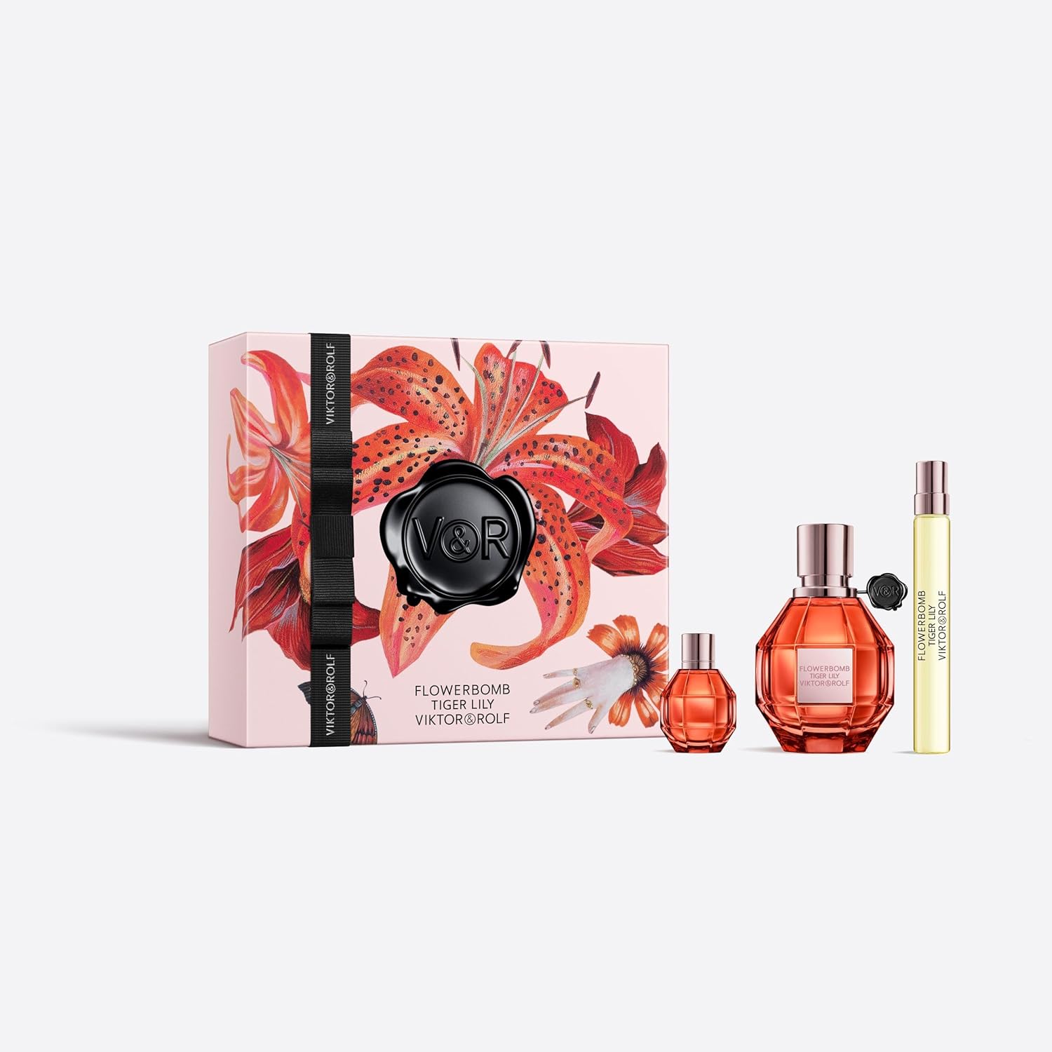 Viktor&Rolf - Flowerbomb Tiger Lily - Mother's Day Luxury Perfume Set - 1.7 Fl Oz, 0.3 Fl Oz, & 0.2 Fl Oz