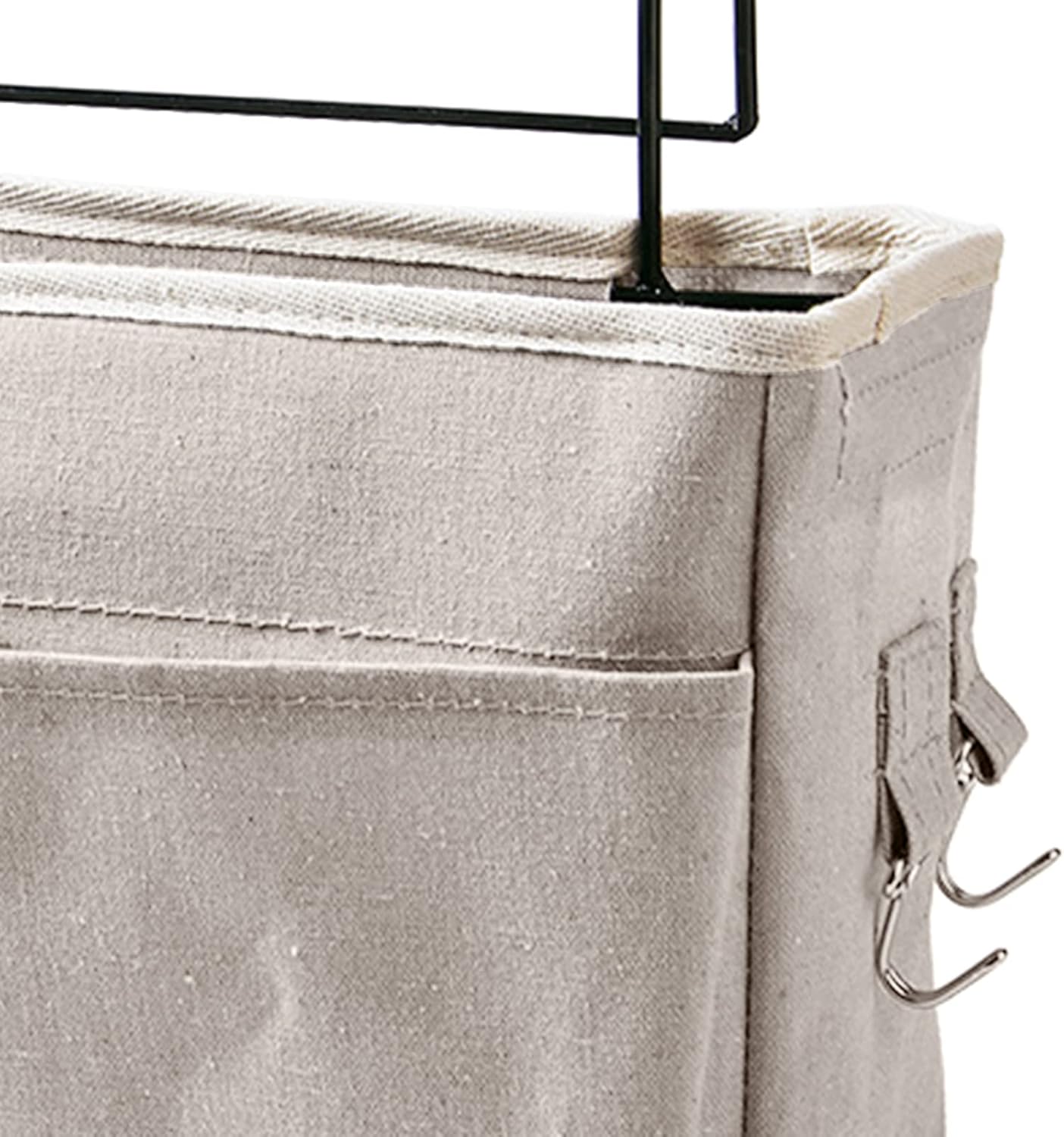 Syrisora Storage Bag Nightstand Hanging Bag Cotton Linen Bedside Storage Pocket Organizer Basket for Bunk Bed Dorm Rooms (White)