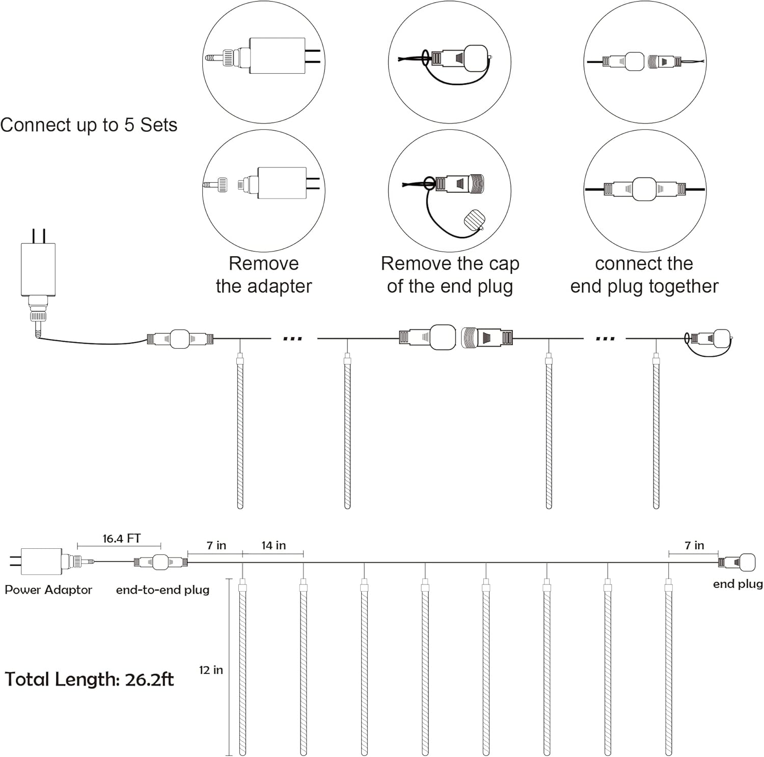 LJLNION Meteor Shower Lights, 12 Inch Outdoor Icicles Christmas Lights, 8 Tubes 288 LED Iciclelights Snow Falling Light, Connectable Raindrop Light, Xmas Wedding Party Tree Holiday Decor, Multicolor