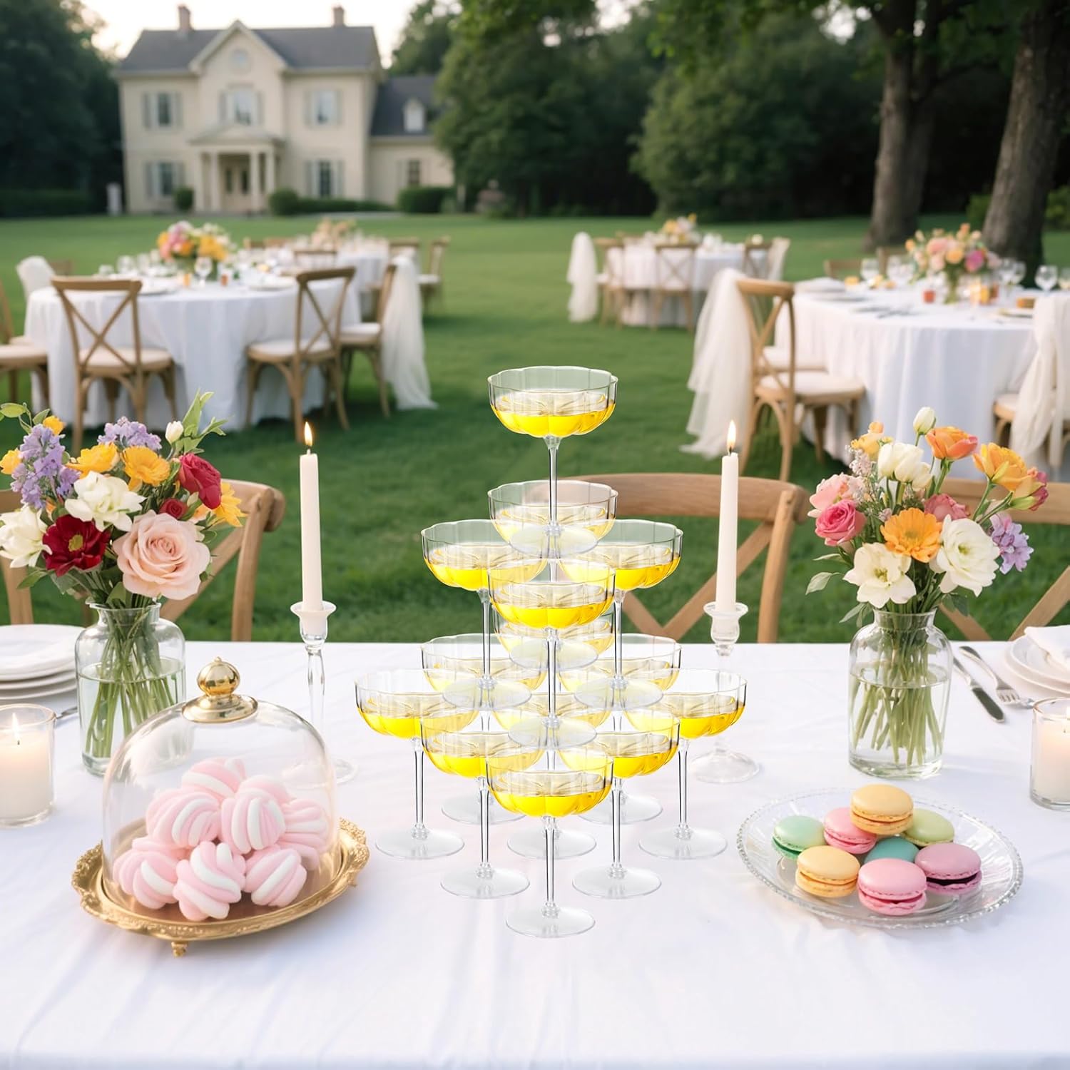 LIYH 20 Pcs Plastic Champagne Glasses 8 oz Champagne Flutes Plastic Cocktail Glasses Coupe Cups Disposable Martini Cups Perfect for Bar Cocktails Martinis Parties - Image 5