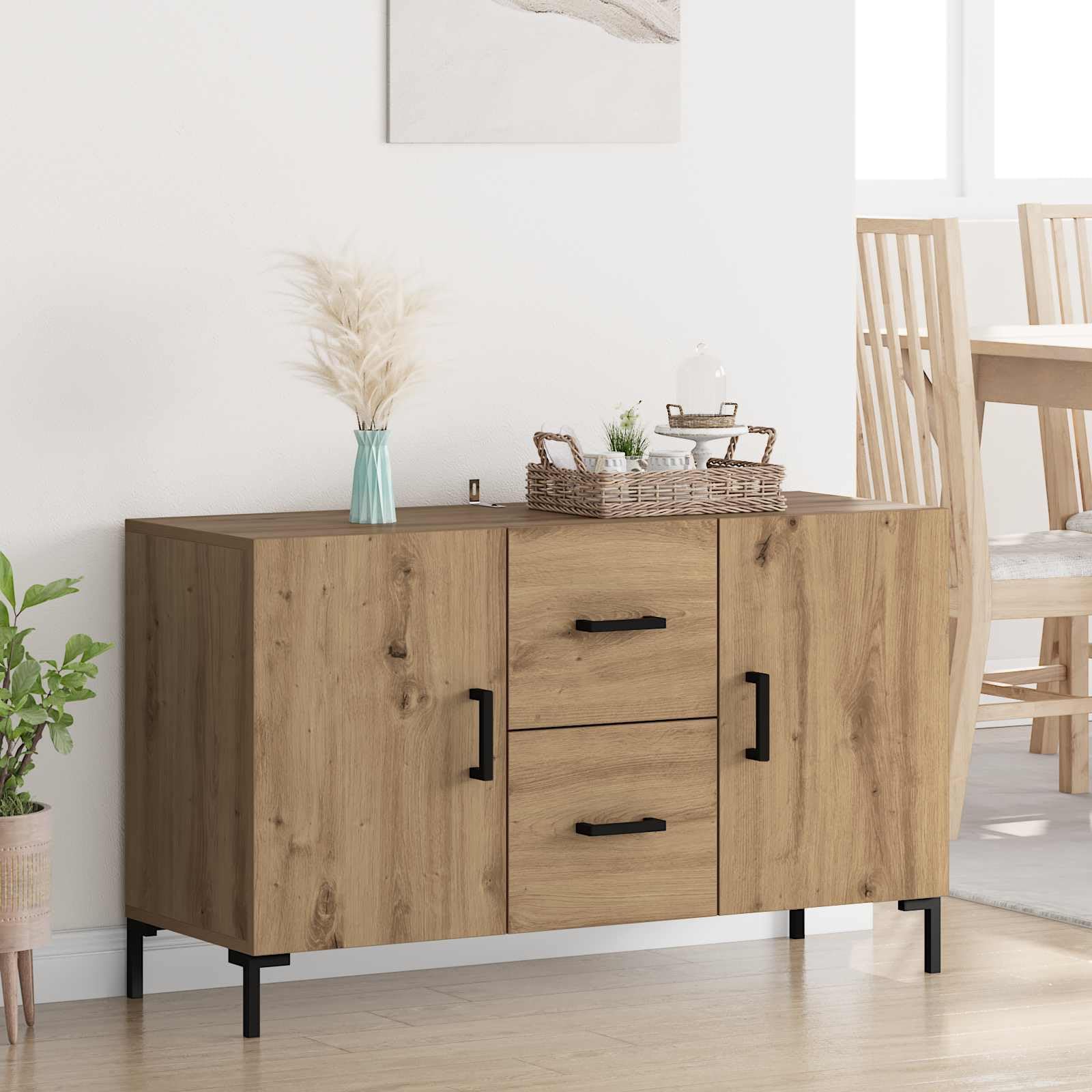Aparador de madera de roble para organizar el comedor moderno de forma elegante y versatil