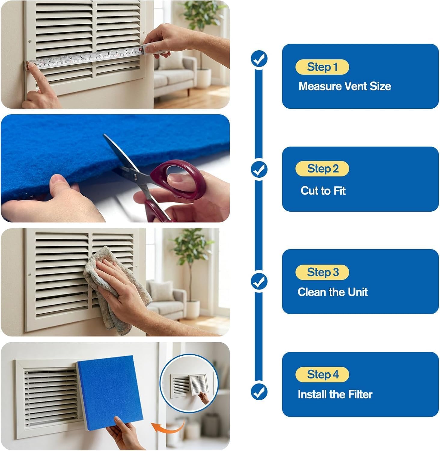 20x20x1 Reusable Air Filter 2 Pack Cut To Fit for Home Furnace AC HVAC Vents, Washable High Air Flow Polyester Fiber Filter Media (20x20x0.7in Actual)