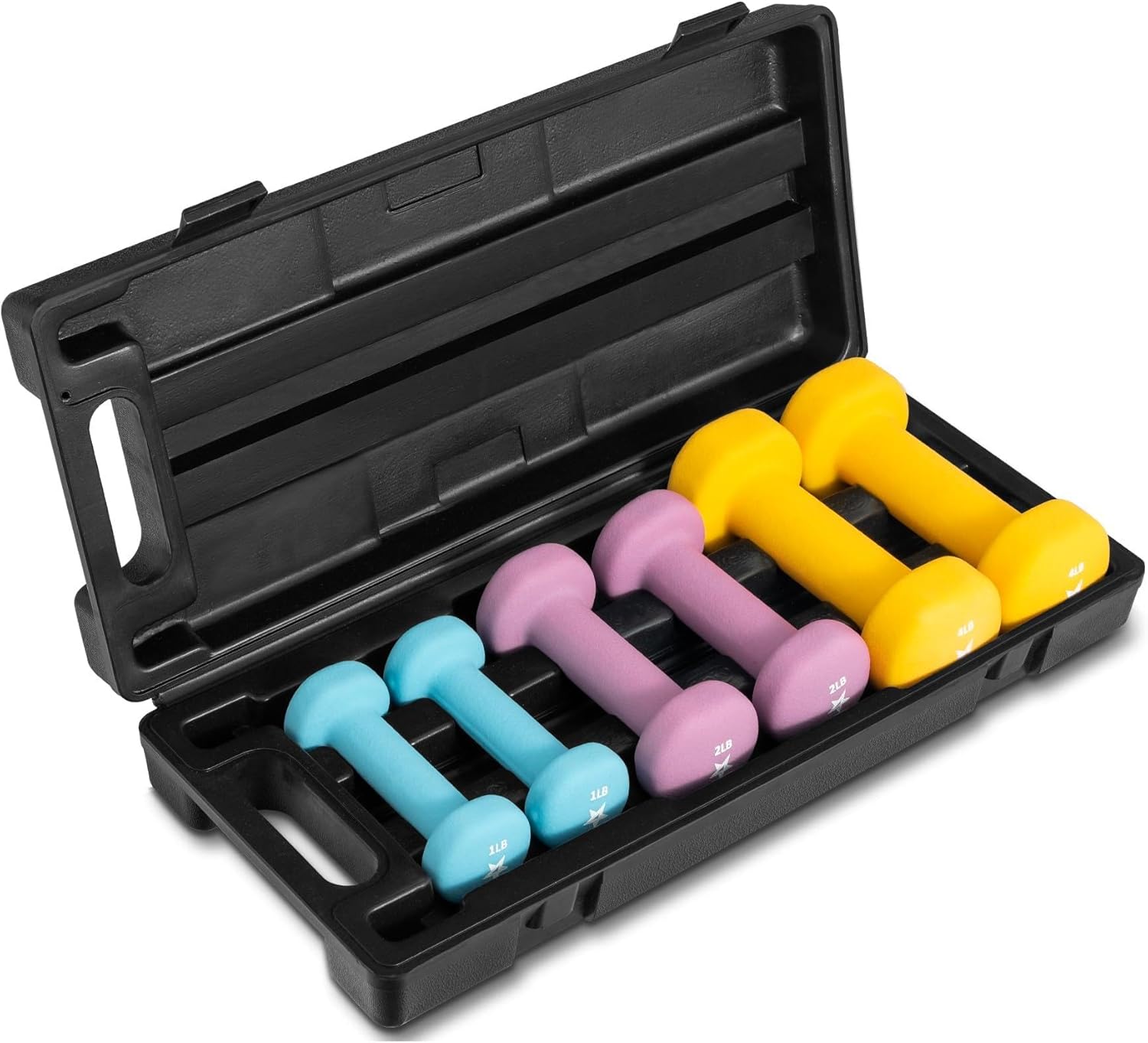 Yes4All Dumbbell Neoprene Set With Case, Weights Dumbbells Set & Hand Weights for Women, Weights Set Exercise & Fitness Dumbbells for Home Gym – 14LB & 20 LB Weights Combo