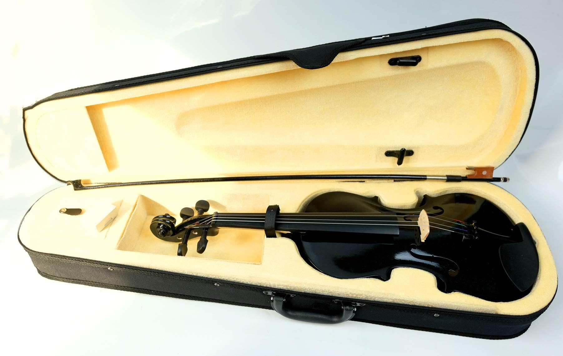 Mike Music 4/4 Black Violin with Hard Case, Bow, Rosin (4/4 Violin, black)