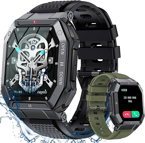 Miniatura 1 de PODOEIL Reloj inteligente militar para hombres con llamada respuestaimagen resistente monitor de fitness de pantalla grande HD de 185 pulgadas reloj