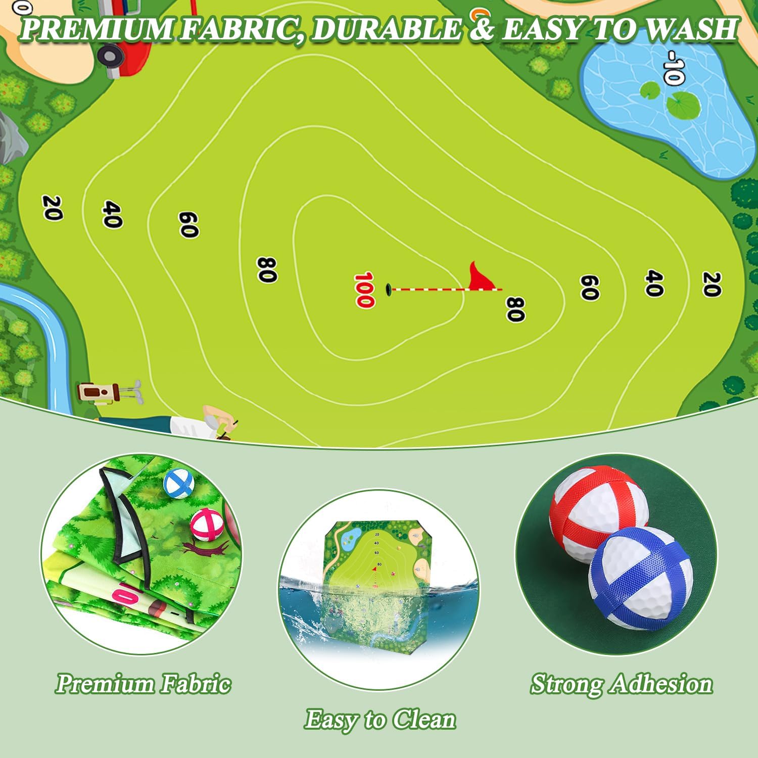 Mostop Golf Chipping Game Set - Indoor Outdoor Battle Golf Practice Mat Includes 24 Balls, Scoreboard, Club, Carrying Bag, 2 Adjustable Angles, Fun Family Outdoor Toys for Kids Teens Adults