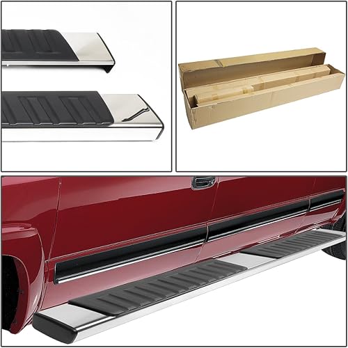 Miniatura 4 de Auto Dynasty Estribos Nerf Bar de 6 pulgadas compatibles con Silverado Sierra 1500 2500HD 3500HD Crew Cab 07-19, acero inoxidable, cromo pulido