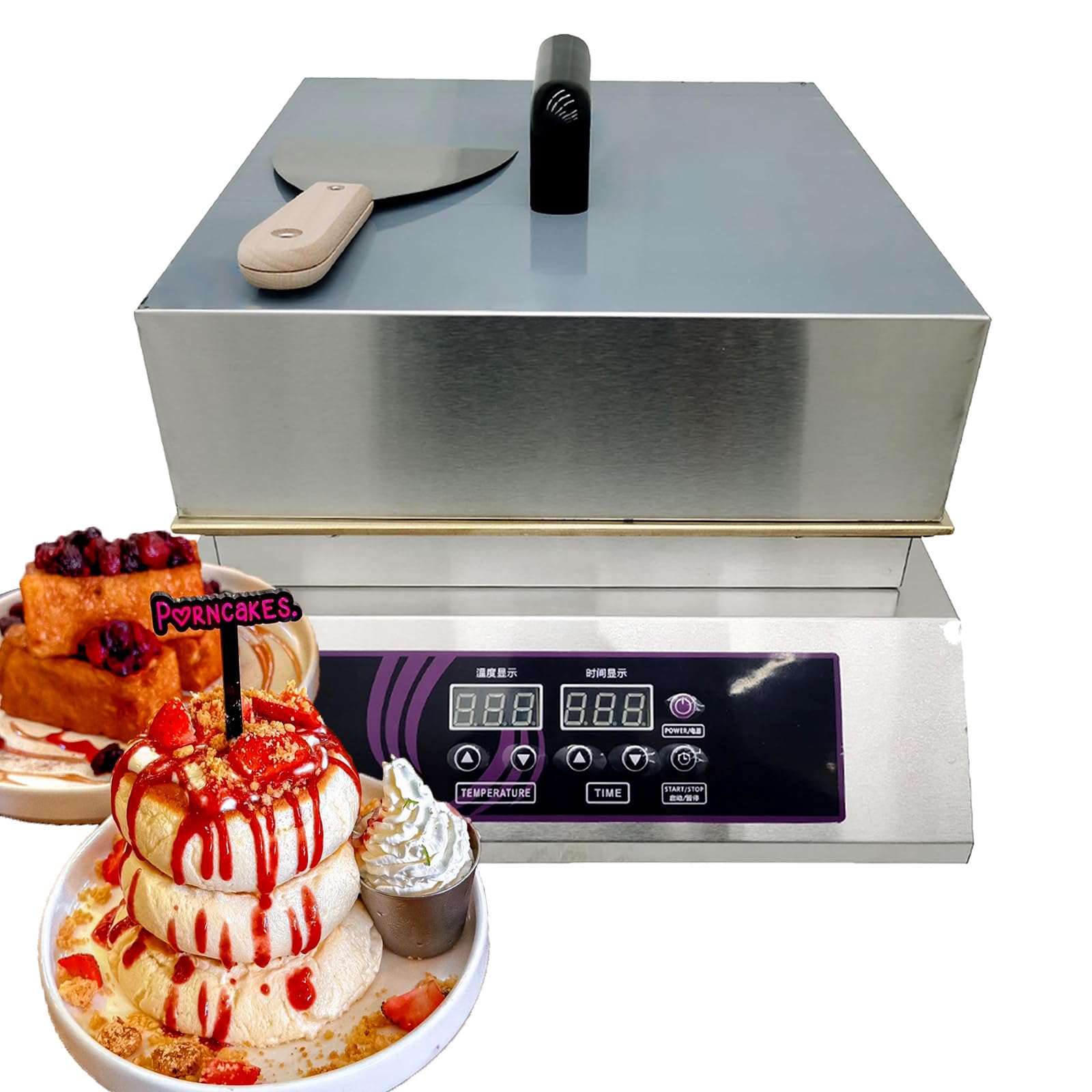 SENJINGHUA Commercial Souffle Machine Souffle Pancake Maker Dorayaki Baker Double Plate Electric Griddle Digital Display Muffin Maker 26.3x13.8in Copper Heating Sur face Fluffy Machine Singlehead