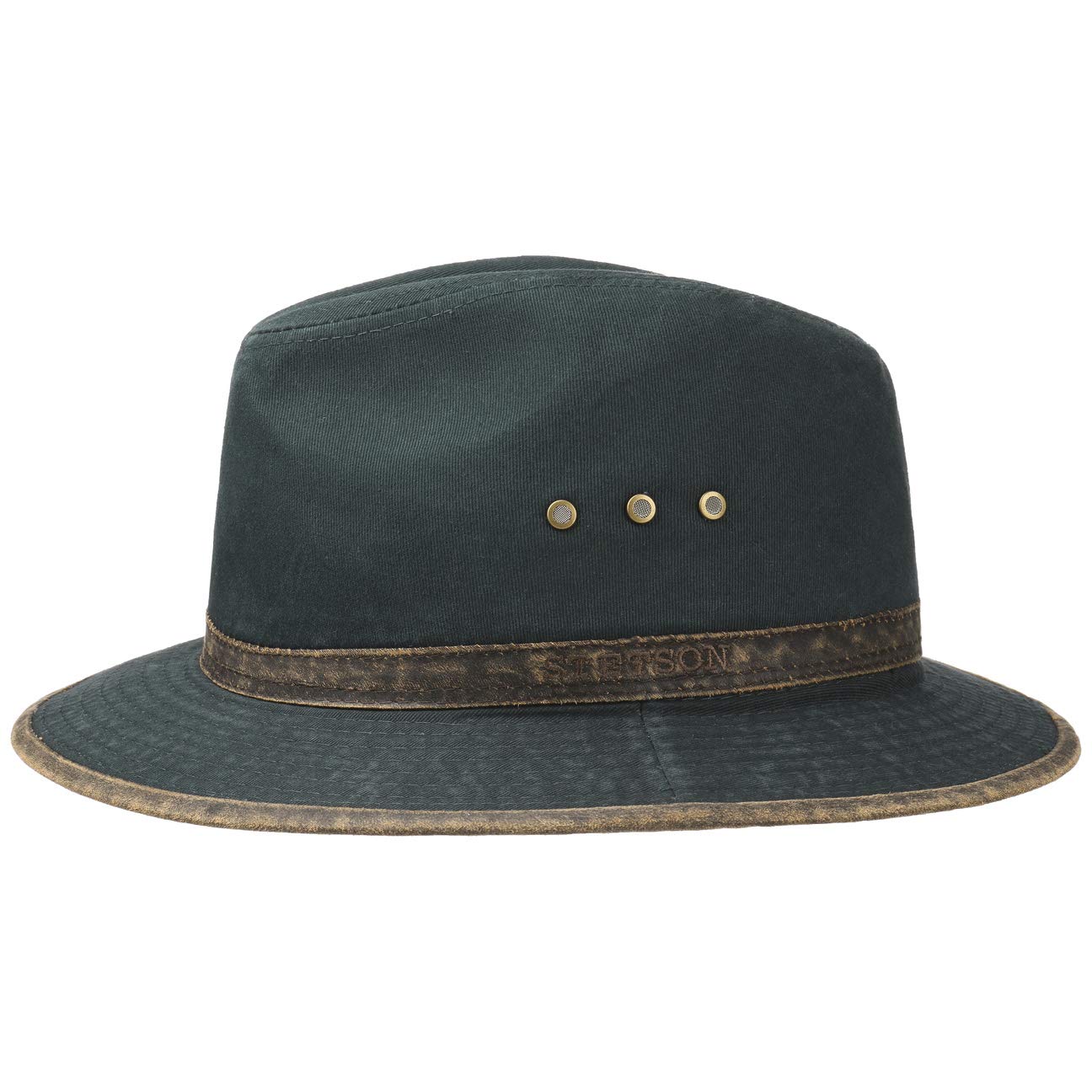 Stetson Sombrero de Algodón AVA Hombre - Outback Aventurero con Banda Piel, Ribete Primavera/Verano