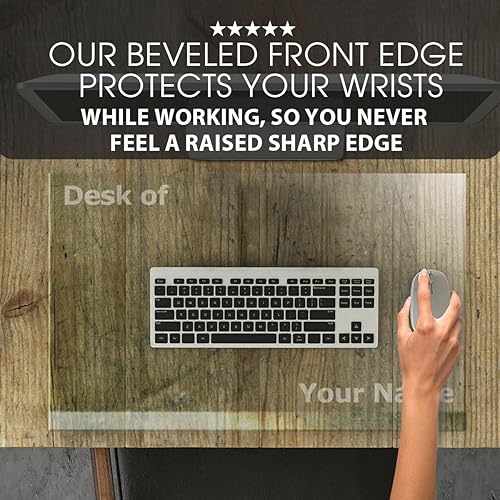 Miniatura 3 de Almohadilla de escritorio de vidrio templado personalizada con borde biselado exclusivo  Protector de escritorio de vidrio de 20 x 30 pulgadas
