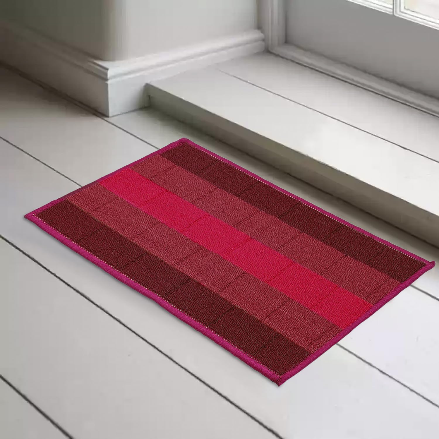 Status Contract Anti Slip Front Door Mat|(38x58cm) Living Room Rug for Entrance Door|Polypropylene Floor Mats for Home|Essential Small Rugs for Office, Bedroom & Kitchen|RED | Set of 1