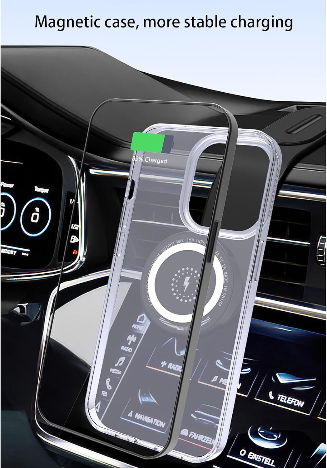 15W Car Chargers Adjustable Phone Mount Aluminum & ABS Mobile Stand for Dashboard Flexible Rotation Car Chargers Mount image 5