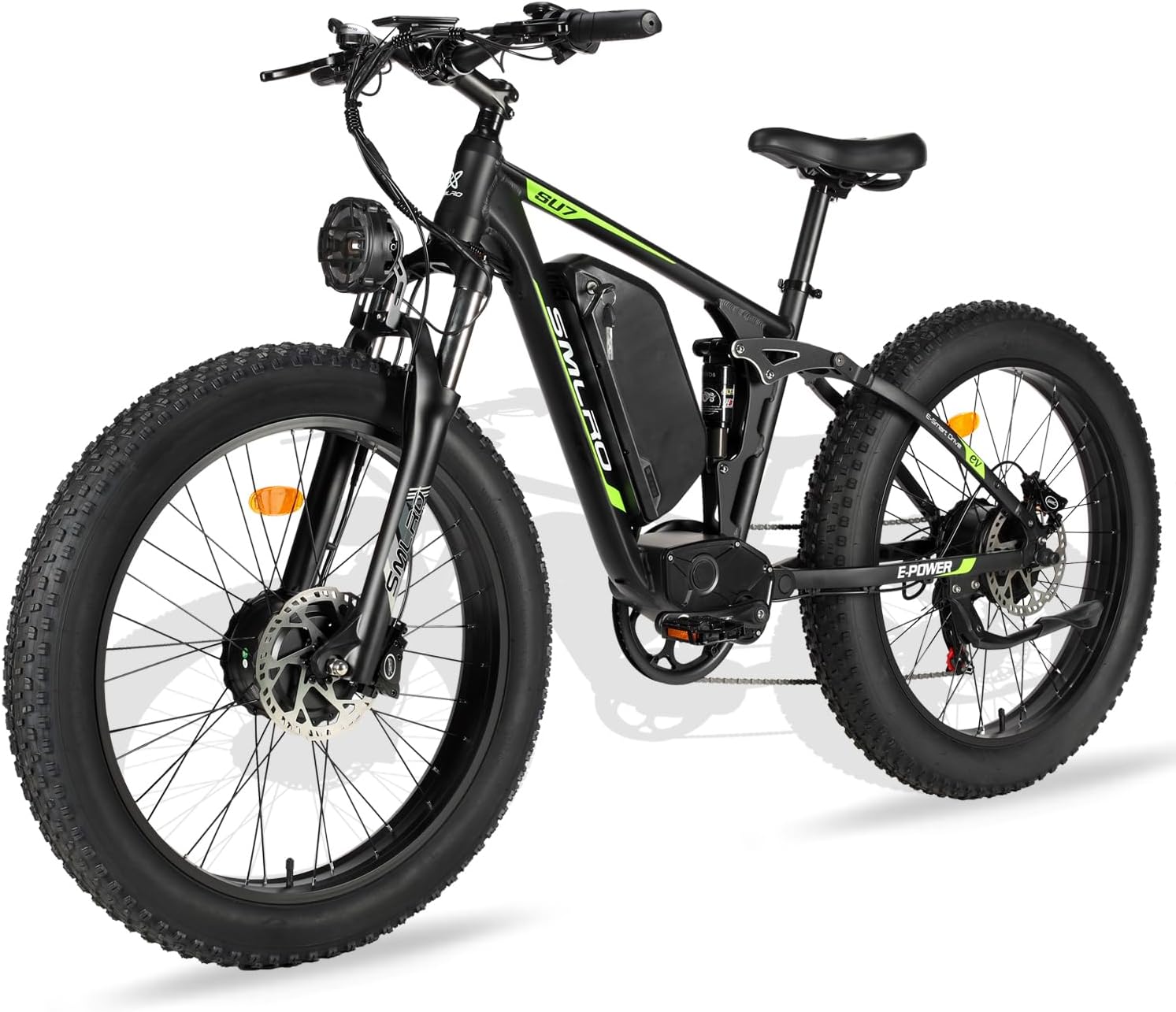 Dual Motor 2000W Electric Bike for Adults, Electric Bikes with 48V/22.4Ah Removable Battery, 26"*4.0 Fat Tire Off Road Snow Mountain Ebike, Dual Hydraulic Disc Brake, 7 Speed