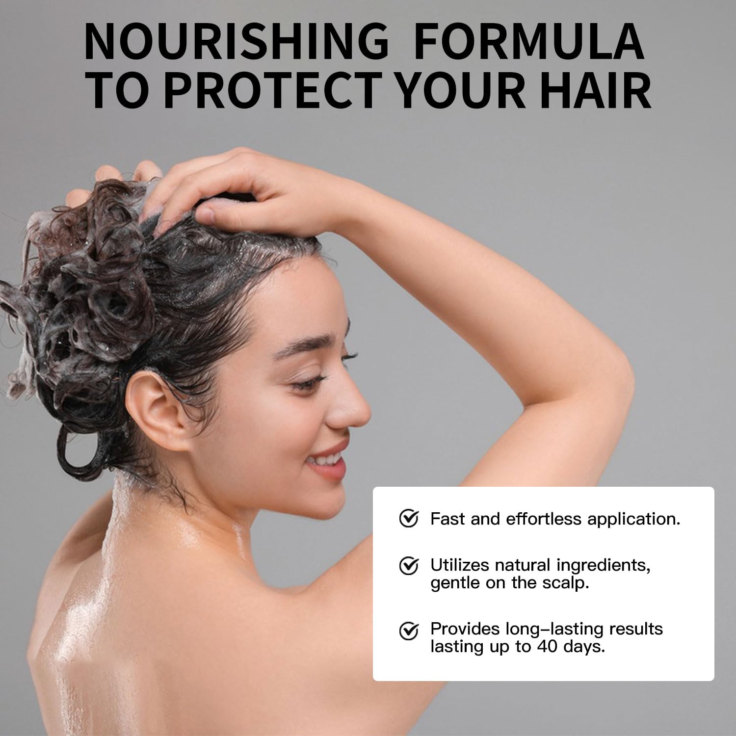 Color de cabello y barba 3 en 1 para hombres y mujeres: cobertura permanente de canas con esencias herbarias champú para colorear instantáneo (negro natural) 7