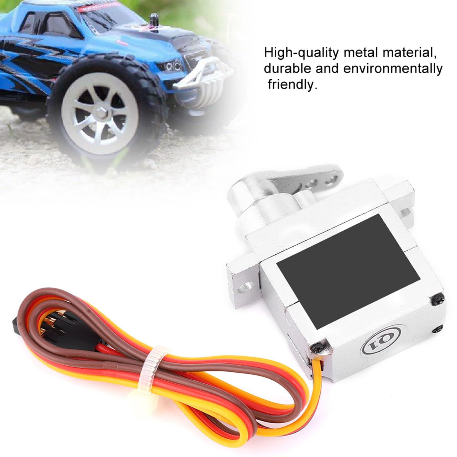 Wysoka dokładność Metalowe serwo 9G, RC Metal Servo Kierownica Akcesoria Dopasowanie, Ultra-Cichy Dźwięk Pasuje do WPL B1 B14 B16 B24 C14 C24 B36 1:16 RC Ciężarówka (srebrna)