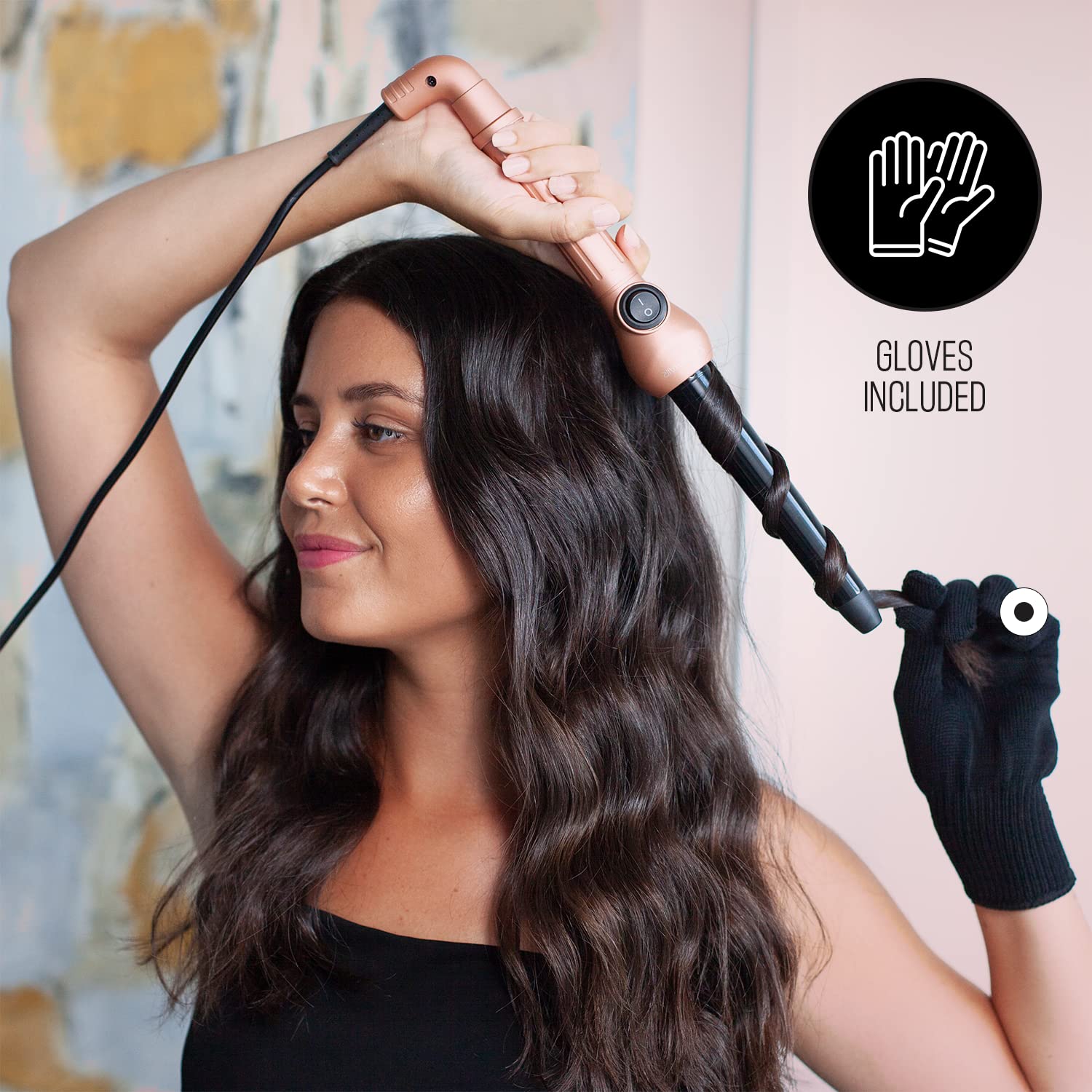 Fer à boucler - Satine Hair - Garantie 5 ans - Boucleur professionnel - Curler - Technologie Ionique – Cône en tourmaline - 18-25mm (Rose gold)